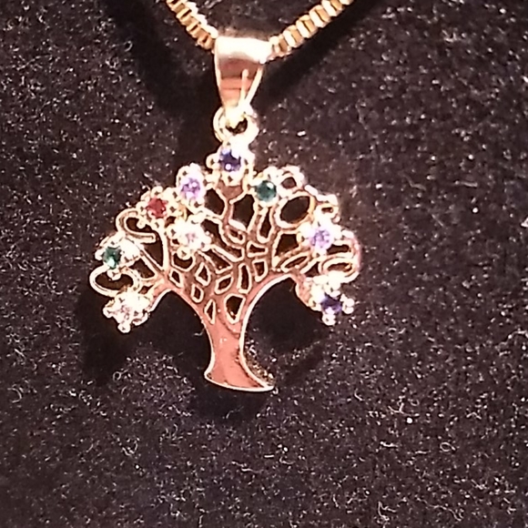 Austrian Crystal Tree of Life Necklace 10k Gold - Picture 2 of 15